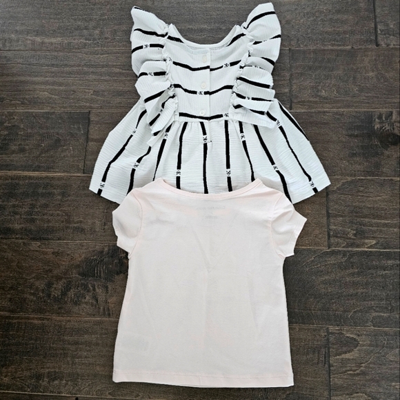 New Calvin Klein Toddler White and Black Striped Dress & Pink Logo T-Shirt Sz 2T - Picture 7 of 8